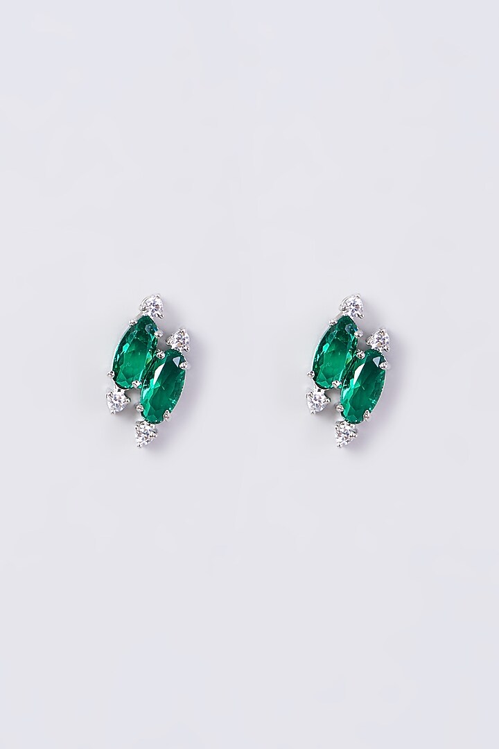 White Finish Zircon & Emerald Synthetic Stone Necklace Set by Aster at Pernia's Pop Up Shop