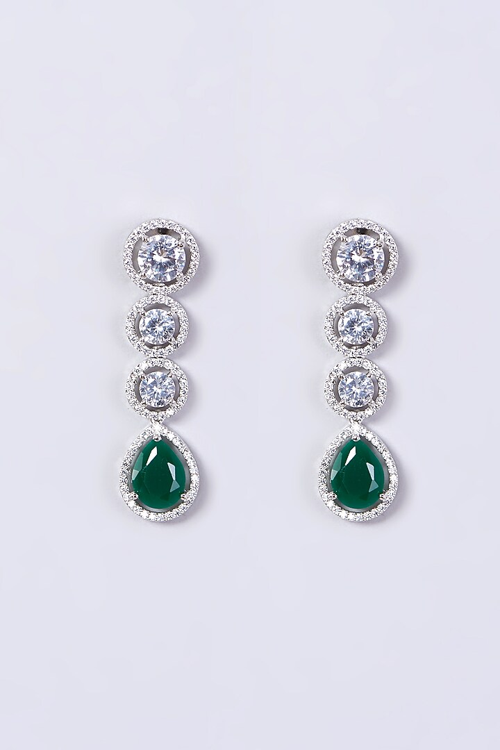 White Finish Necklace Set With Faux Diamonds by Aster at Pernia's Pop Up Shop