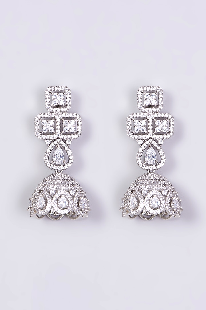 White Finish Necklace Set With Faux Diamonds & Zircons by Aster at Pernia's Pop Up Shop