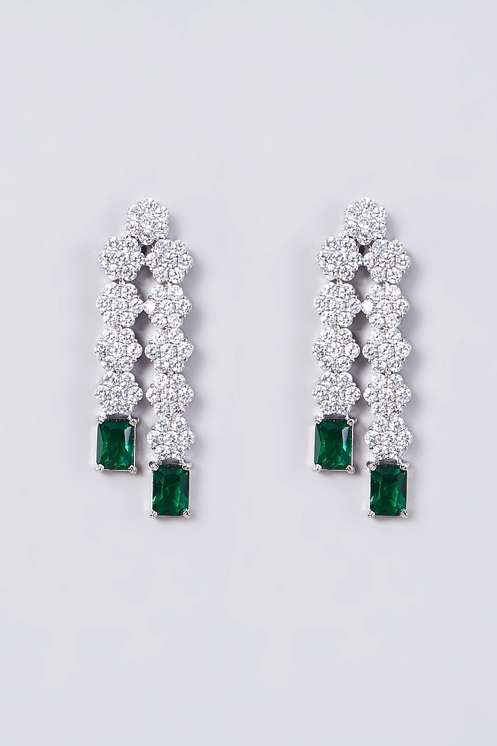 White Finish Necklace Set With Green Zircons by Aster at Pernia's Pop Up Shop