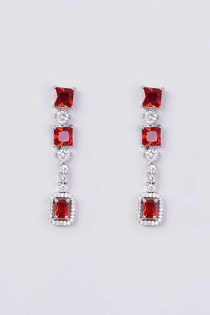 White Finish Necklace Set With Red Zircons by Aster at Pernia's Pop Up Shop