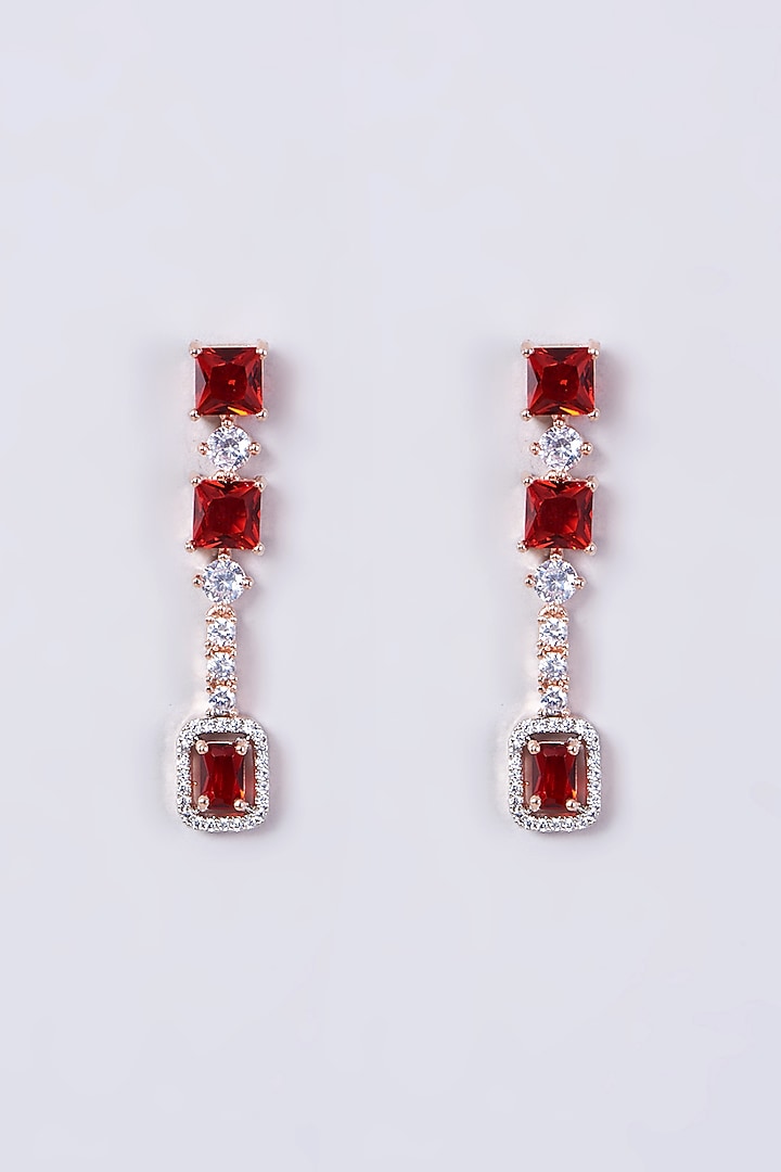 Rose Gold Finish Necklace Set With Red Zircons by Aster at Pernia's Pop Up Shop