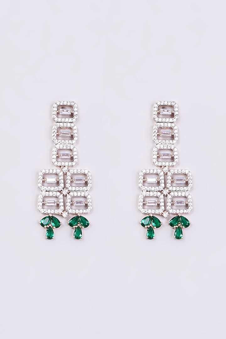 Two Tone Finish Zircon & Green Stone Necklace Set by Aster at Pernia's Pop Up Shop