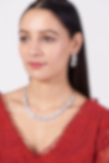 White Finish Faux Diamond & Zirconia Necklace Set by Aster at Pernia's Pop Up Shop