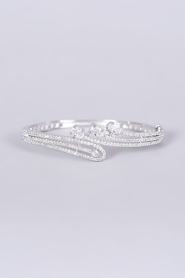 White Finish Faux Diamond Bangle by Aster at Pernia's Pop Up Shop