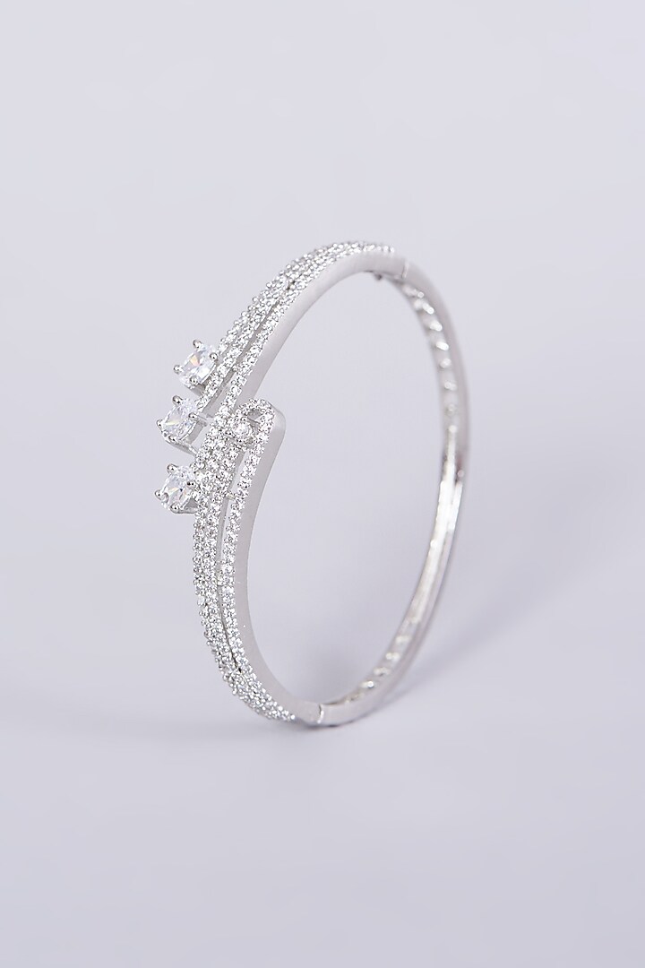 White Finish Faux Diamond Bangle by Aster at Pernia's Pop Up Shop