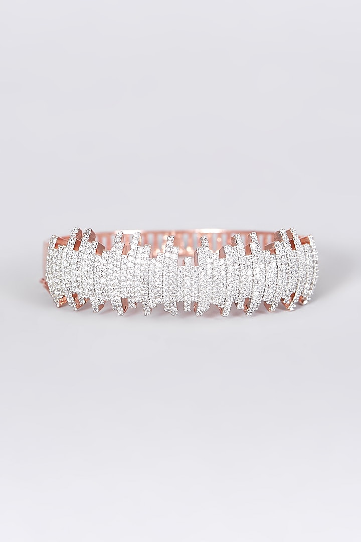 Rose Gold Finish Faux Diamond Openable Bangle by Aster at Pernia's Pop Up Shop