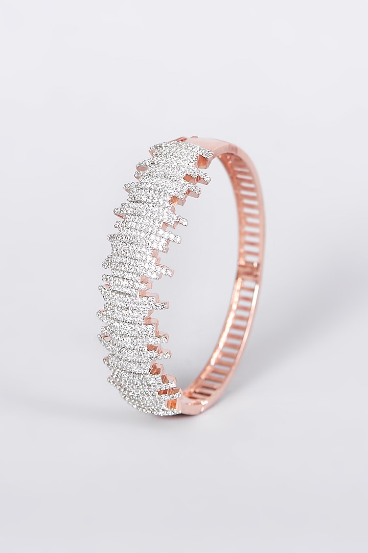 Rose Gold Finish Faux Diamond Openable Bangle by Aster at Pernia's Pop Up Shop