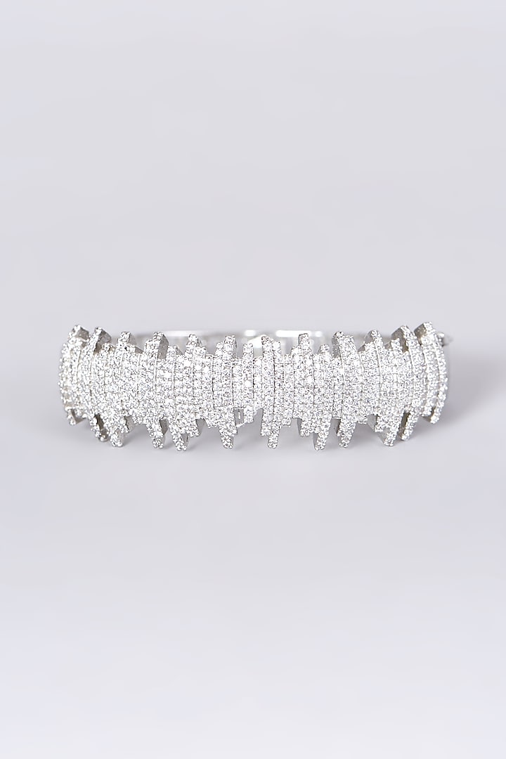 White Finish Faux Diamond Openable Bangle by Aster at Pernia's Pop Up Shop