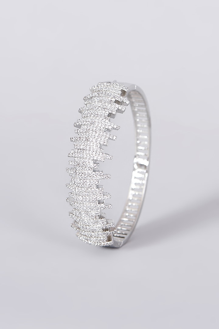 White Finish Faux Diamond Openable Bangle by Aster at Pernia's Pop Up Shop