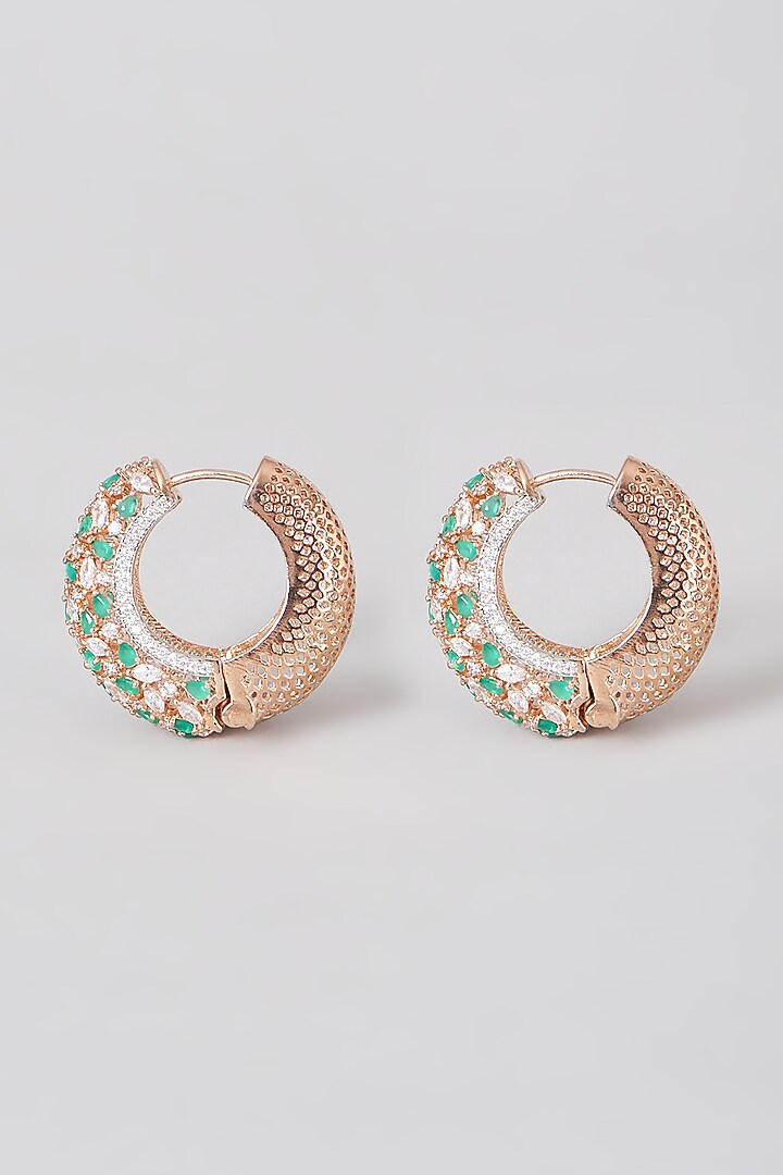 Rose Gold Finish Faux Diamond Mini Hoop Earrings by Aster at Pernia's Pop Up Shop