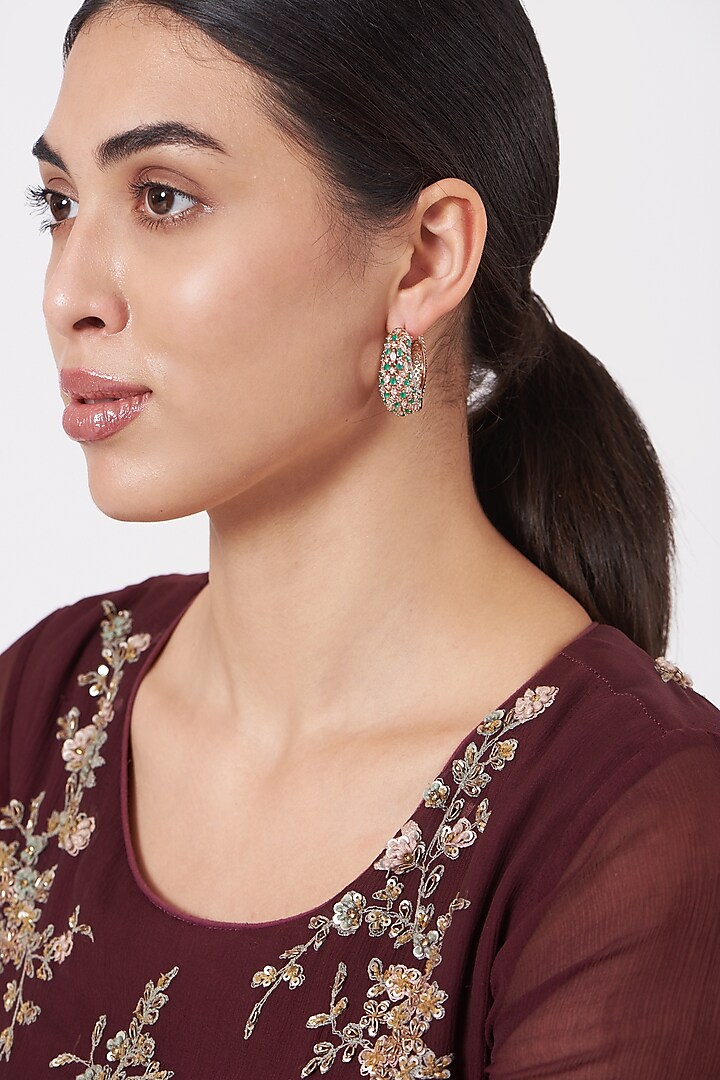 Rose Gold Finish Faux Diamond Mini Hoop Earrings by Aster