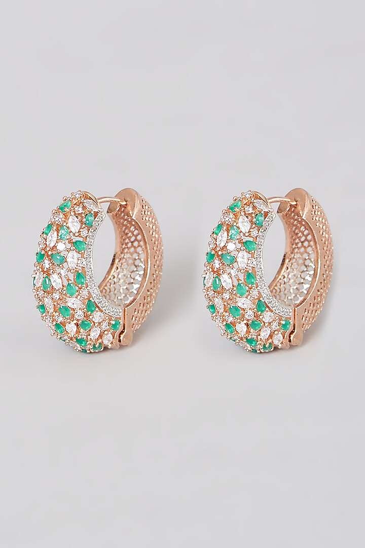 Rose Gold Finish Faux Diamond Mini Hoop Earrings by Aster at Pernia's Pop Up Shop