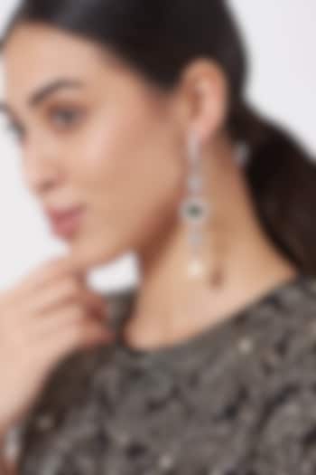 Black Rhodium Finish Zircon & Pearl Earrings by Aster at Pernia's Pop Up Shop