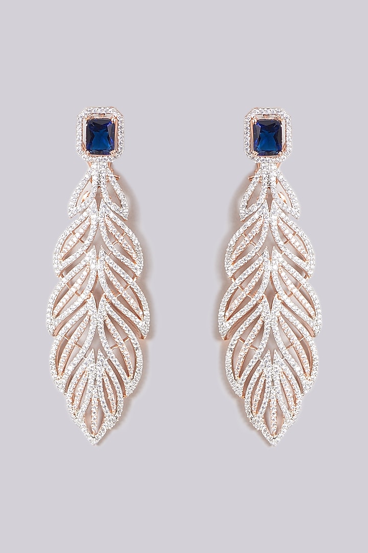 Rose Gold Finish Faux Diamond Earrings by Aster at Pernia's Pop Up Shop