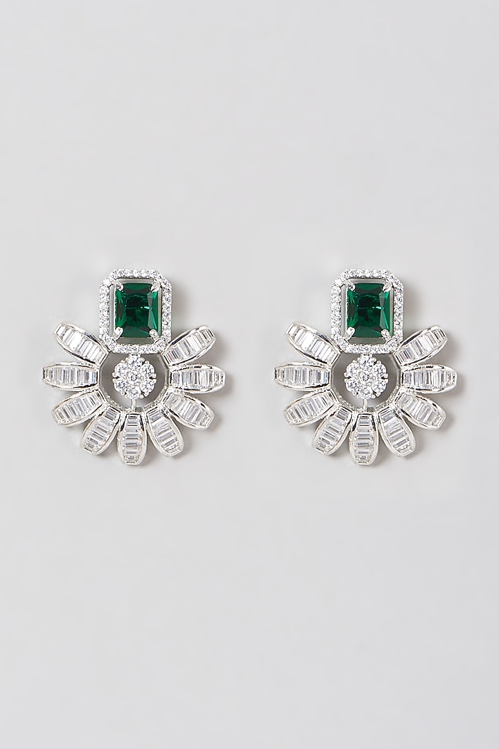 White Finish Faux Diamond Earrings by Aster at Pernia's Pop Up Shop