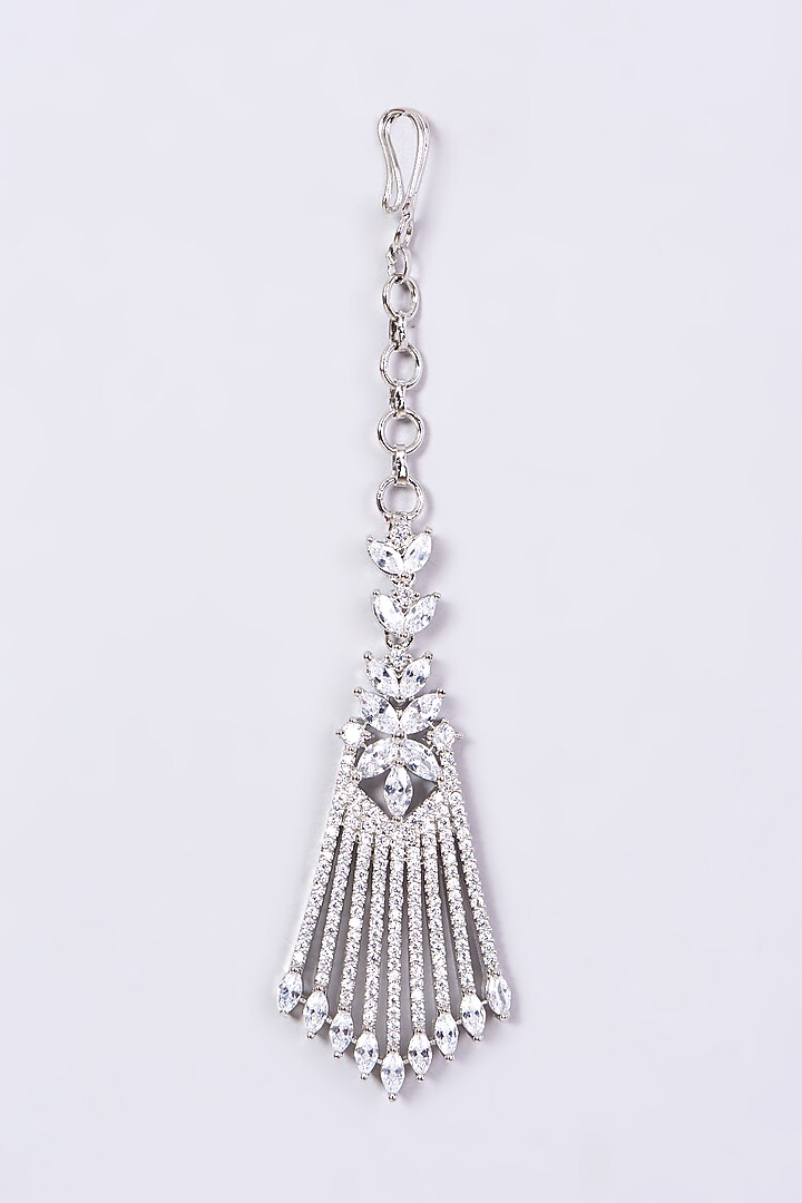 White Finish Necklace Set With Faux Diamond by Aster at Pernia's Pop Up Shop