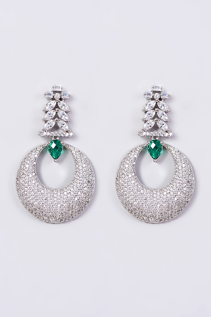 White Finish Necklace Set With Green Stones by Aster at Pernia's Pop Up Shop