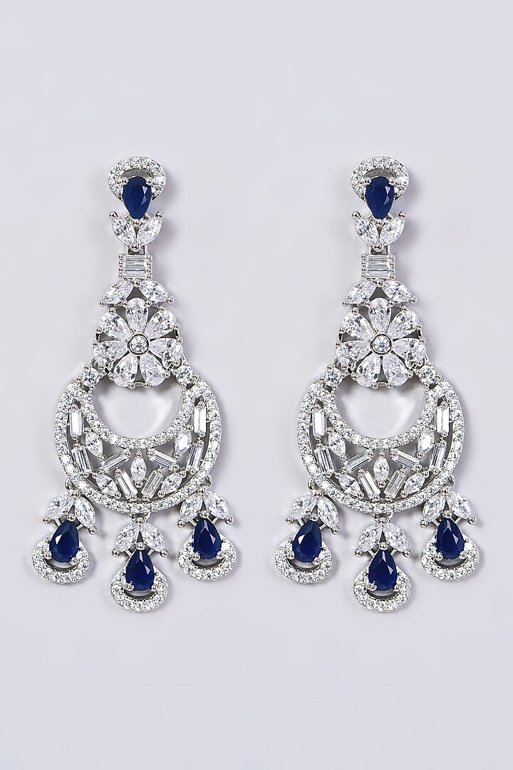 White Finish Blue Stone & Zircon Necklace Set by Aster at Pernia's Pop Up Shop