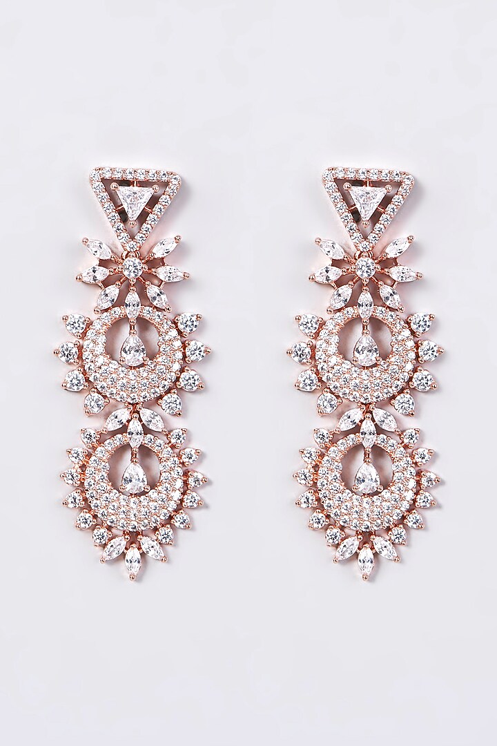 Rose Gold Finish Necklace Set With Faux Diamonds by Aster at Pernia's Pop Up Shop