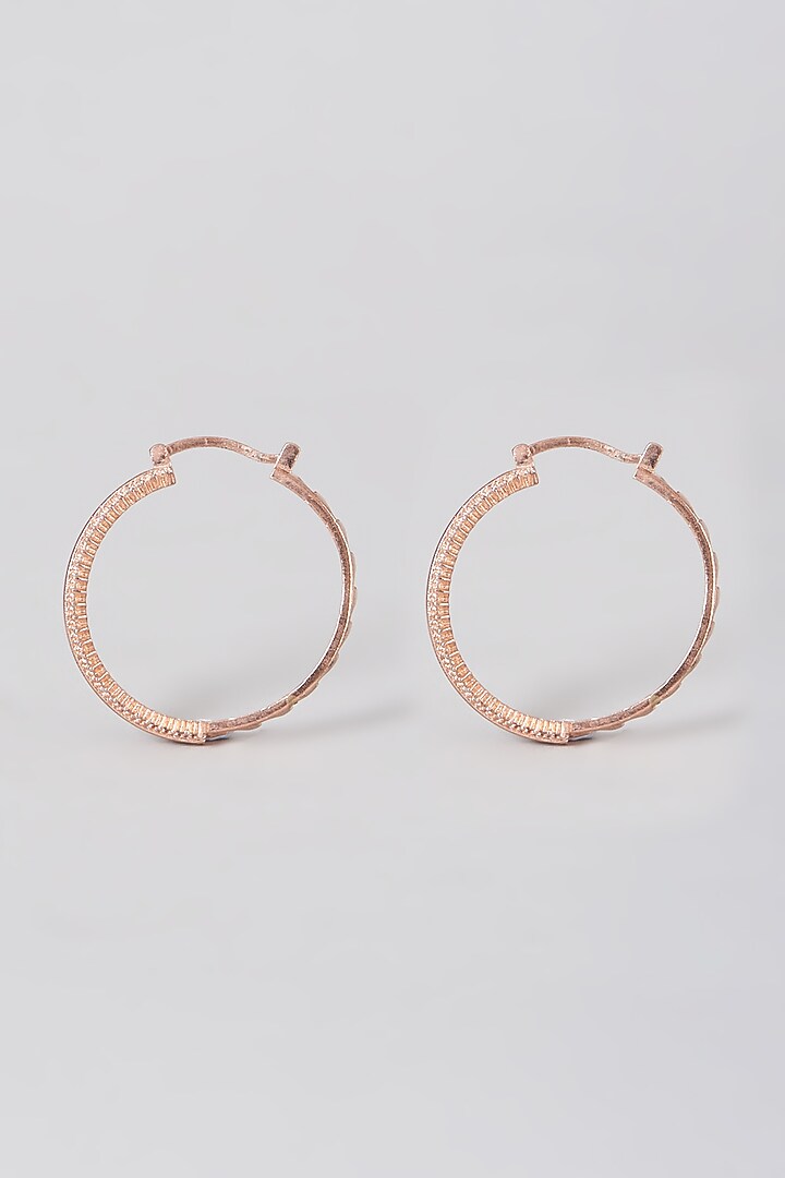 Rose Gold Finish Zircon Hoop Earrings by Aster at Pernia's Pop Up Shop