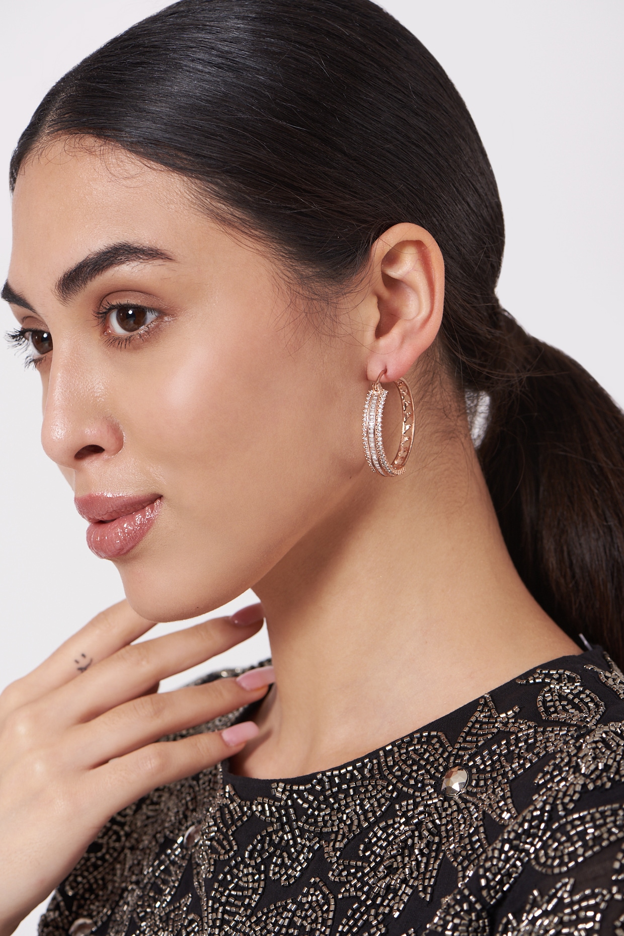 Faux diamond deals hoop earrings