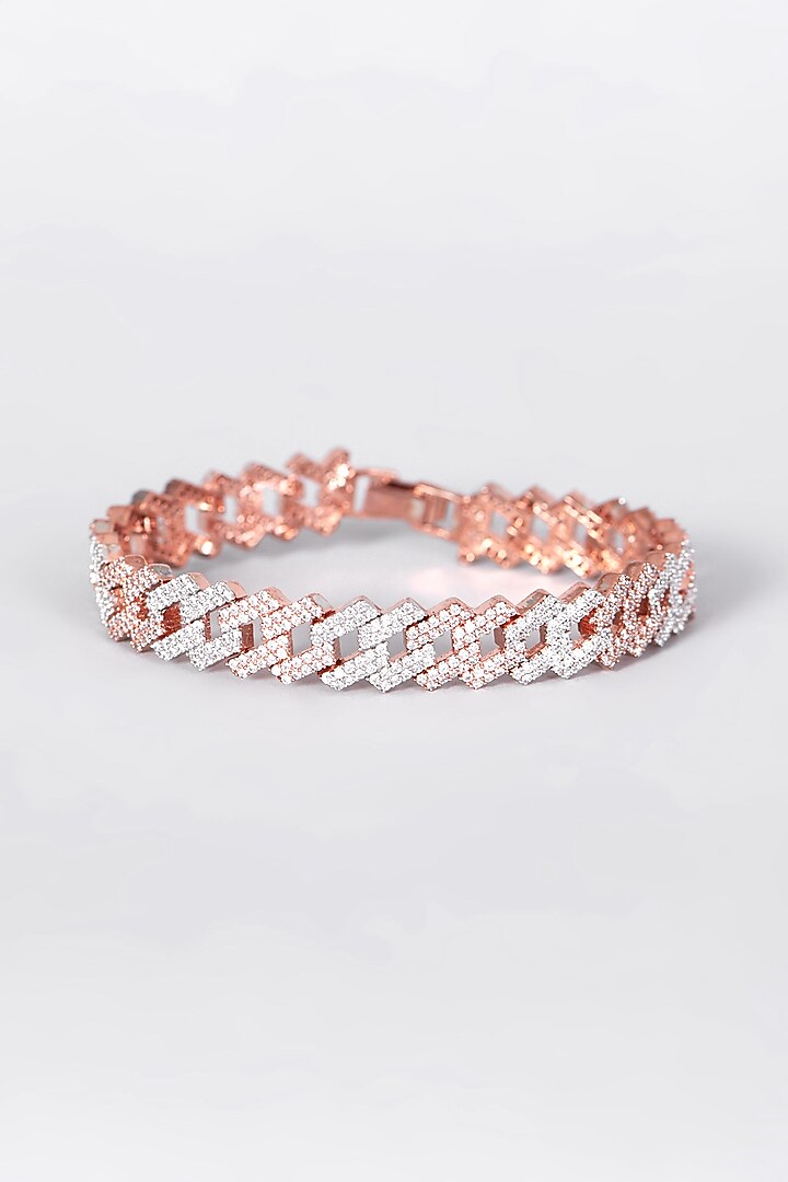 Rose Gold Finish Faux Diamond Bracelet by Aster at Pernia's Pop Up Shop