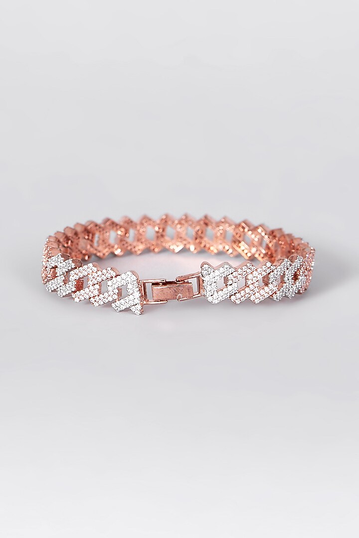 Rose Gold Finish Faux Diamond Bracelet by Aster at Pernia's Pop Up Shop