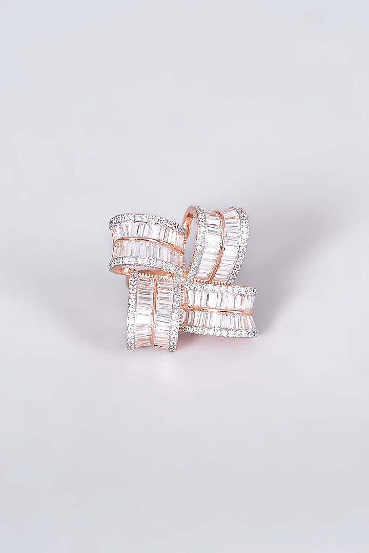 Rose Gold Finish Faux Diamond Ring by Aster at Pernia's Pop Up Shop