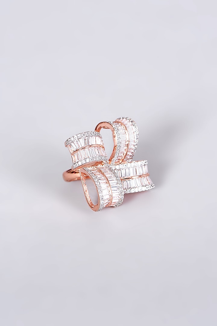 Rose Gold Finish Faux Diamond Ring by Aster at Pernia's Pop Up Shop