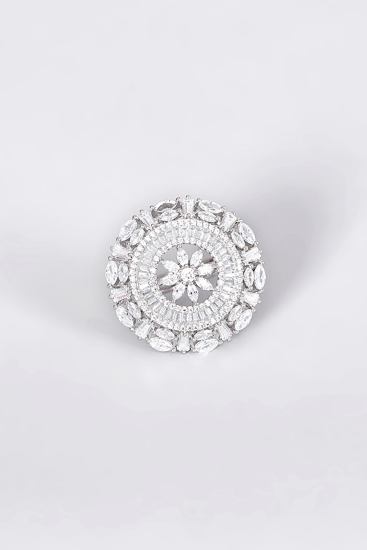 White Finish Faux Diamond Ring by Aster at Pernia's Pop Up Shop