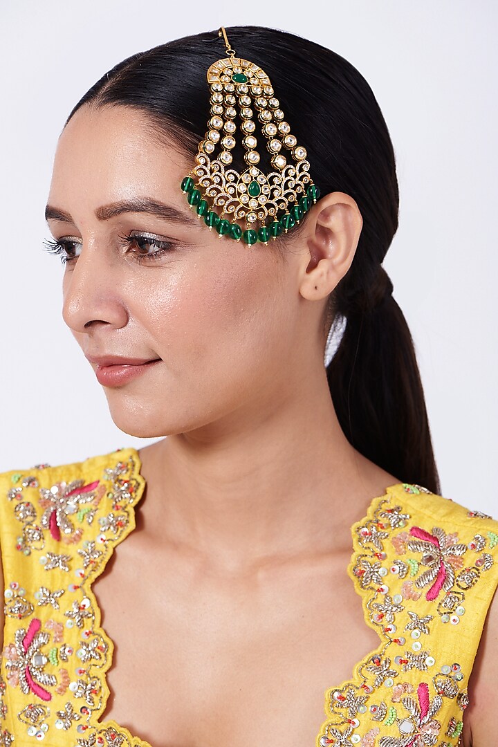 Gold Finish Kundan Polki Pasa by Aster at Pernia's Pop Up Shop