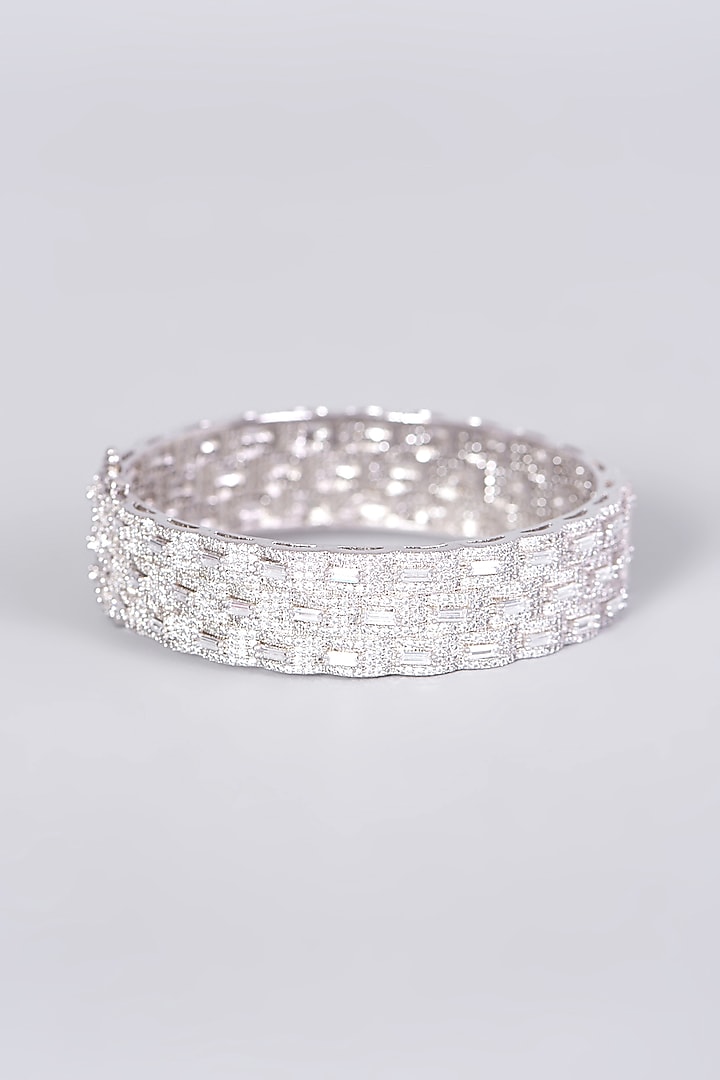 White Finish Faux Diamond Bangle by Aster at Pernia's Pop Up Shop