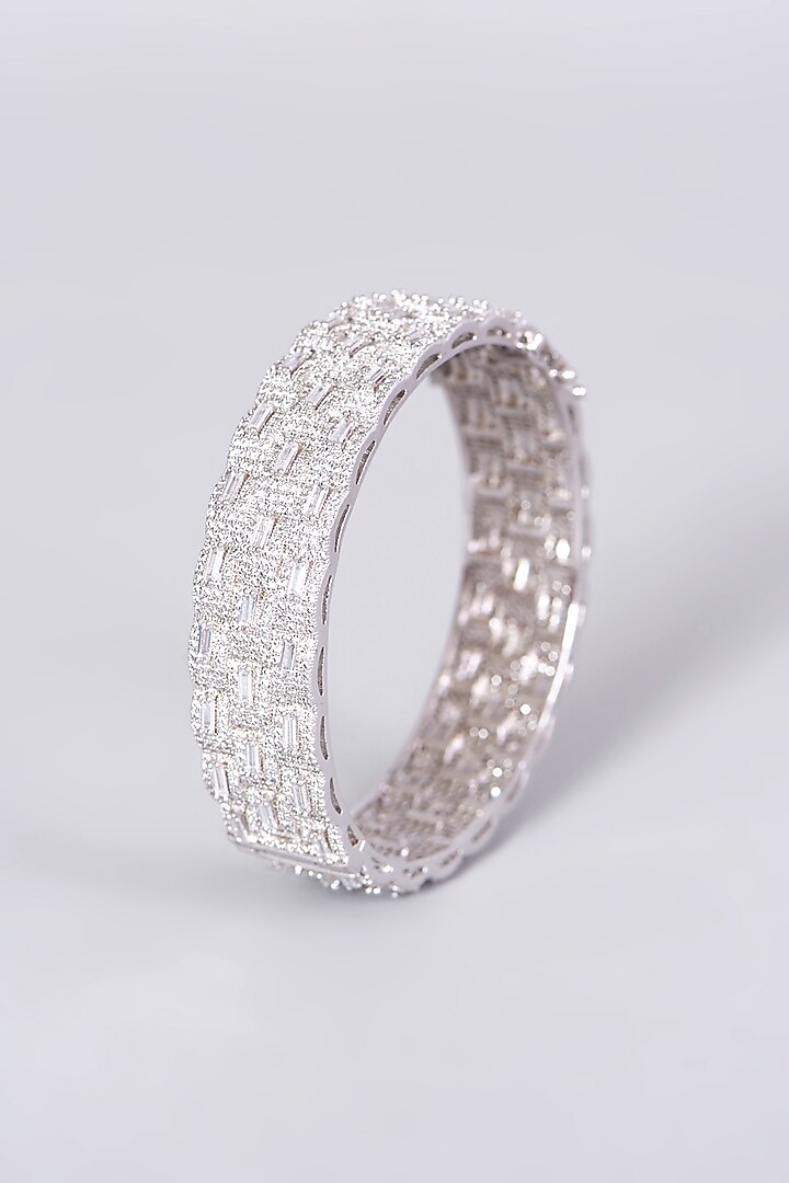 White Finish Faux Diamond Bangle by Aster at Pernia's Pop Up Shop