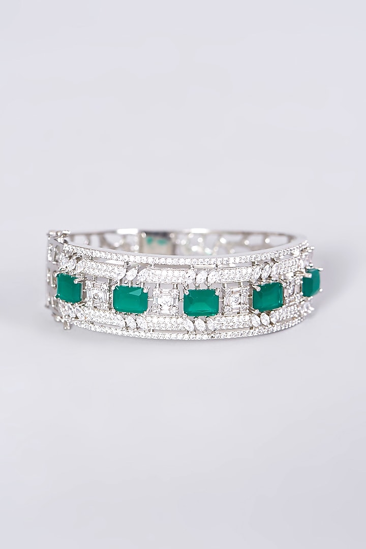 White Finish Green Synthetic Stone Bangle by Aster at Pernia's Pop Up Shop
