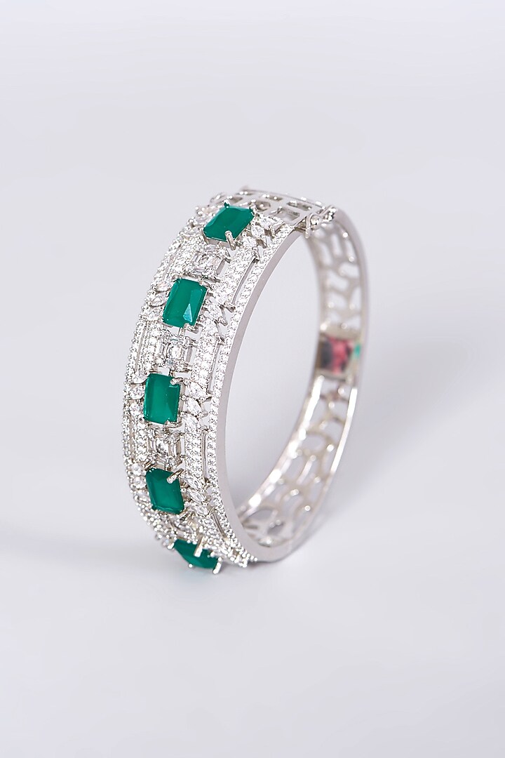 White Finish Green Synthetic Stone Bangle by Aster at Pernia's Pop Up Shop