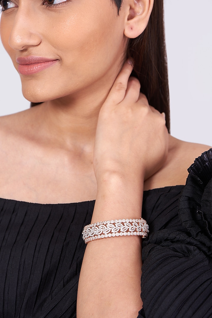 Rose Gold Finish Faux Diamond Bangle by Aster at Pernia's Pop Up Shop