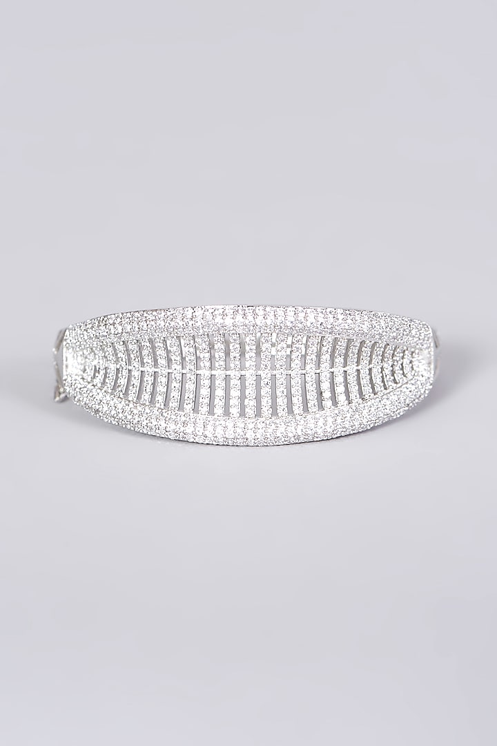 White Finish Bangle With Faux Diamonds by Aster at Pernia's Pop Up Shop