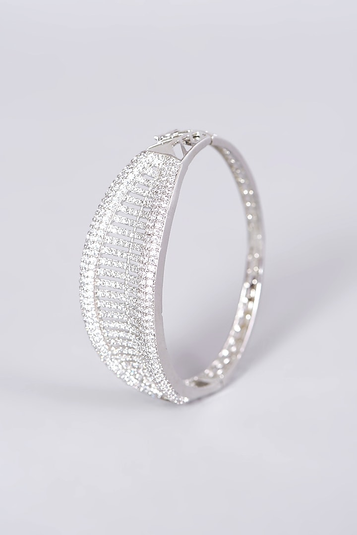 White Finish Bangle With Faux Diamonds by Aster at Pernia's Pop Up Shop