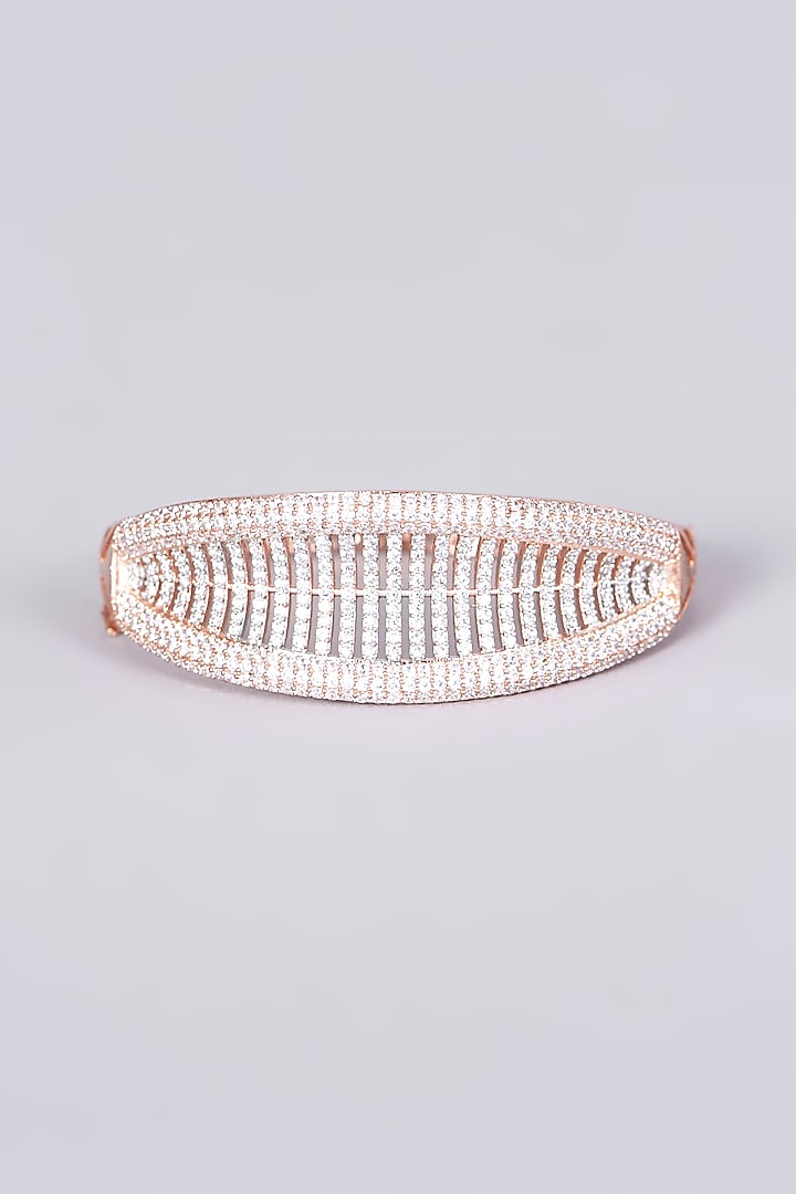Rose Gold Finish Bangle With Faux Diamonds by Aster at Pernia's Pop Up Shop