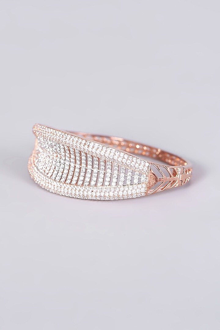 Rose Gold Finish Bangle With Faux Diamonds by Aster at Pernia's Pop Up Shop