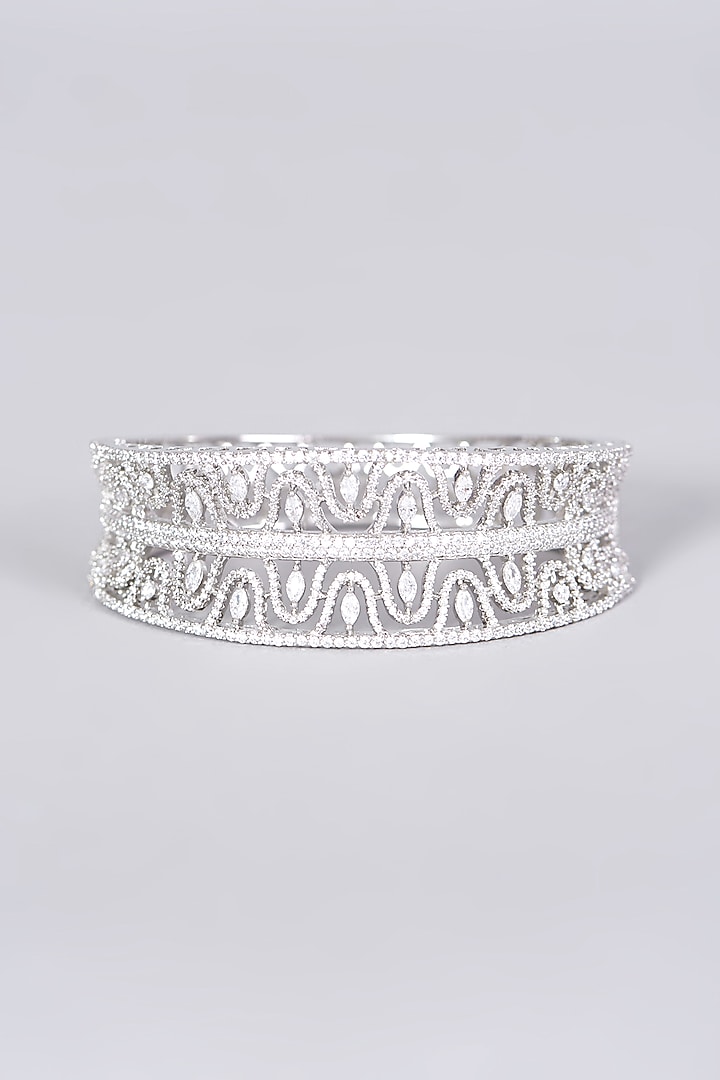 White Finish Bangle In Mixed Metal by Aster at Pernia's Pop Up Shop