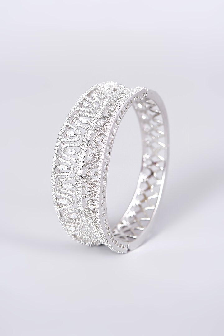 White Finish Bangle In Mixed Metal by Aster at Pernia's Pop Up Shop