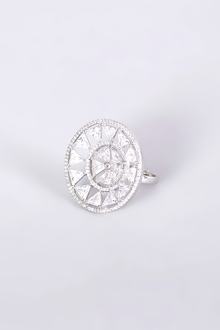 White Finish Faux Diamond Ring by Aster at Pernia's Pop Up Shop