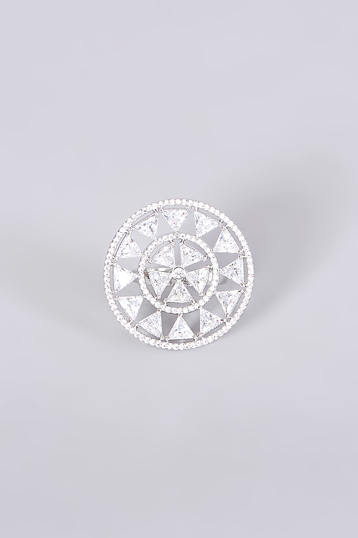 White Finish Faux Diamond Ring by Aster at Pernia's Pop Up Shop