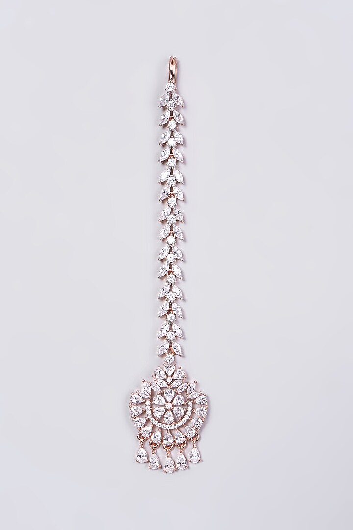 Rose Gold Finish Maang Tikka In Mixed Metal by Aster at Pernia's Pop Up Shop