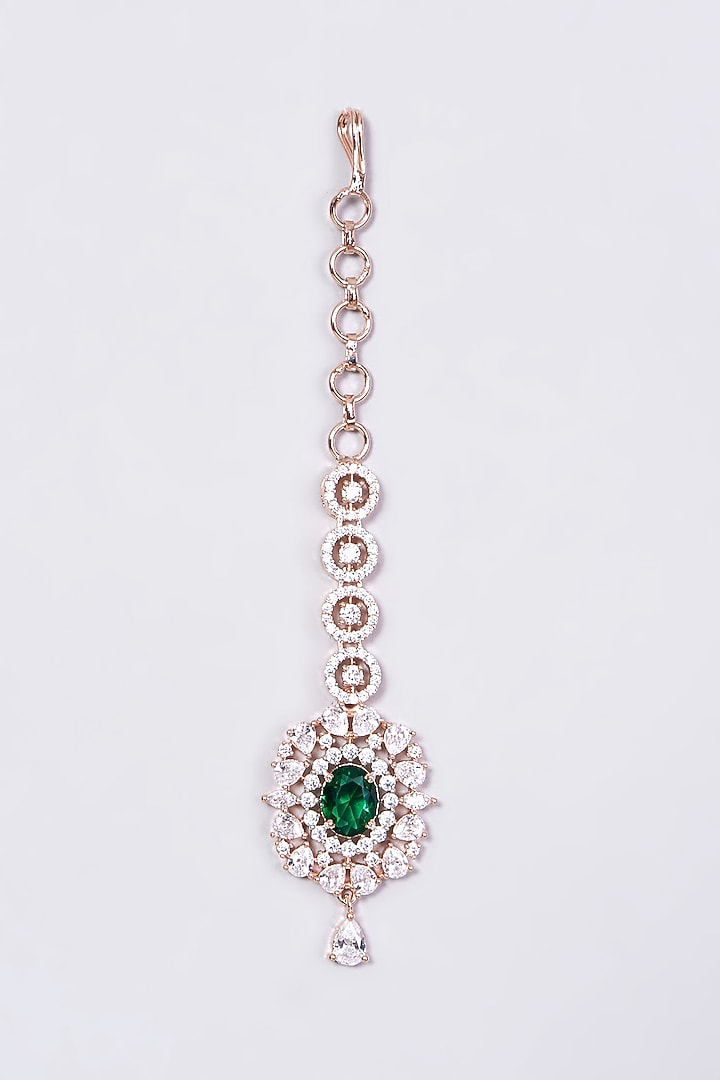 Rose Gold Finish Maang Tikka With Diamonds by Aster at Pernia's Pop Up Shop