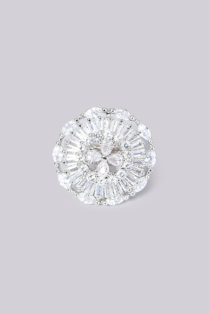 White Finish Faux Diamond Ring by Aster at Pernia's Pop Up Shop