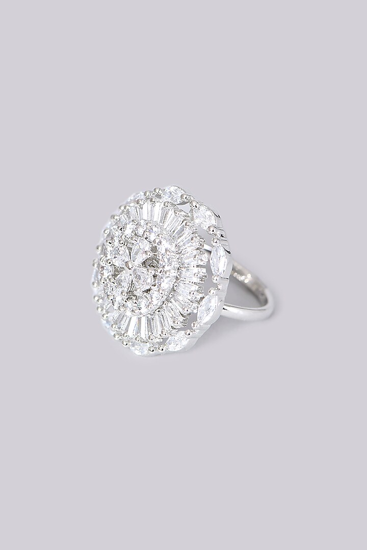 White Finish Faux Diamond Ring by Aster at Pernia's Pop Up Shop