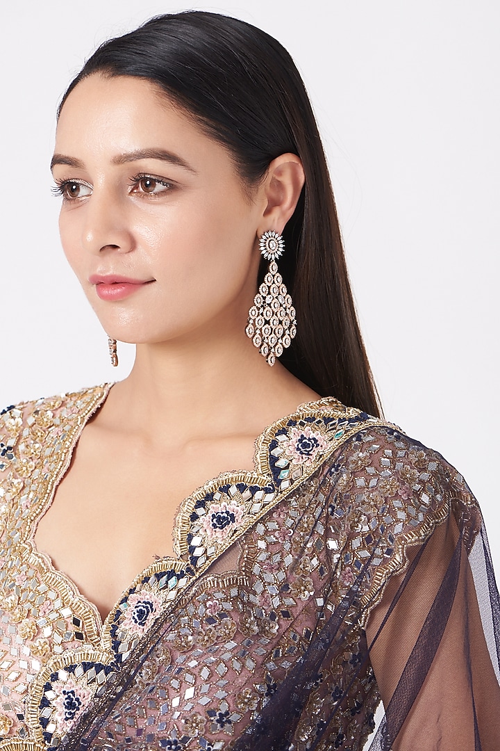 Two Tone Finish Faux Diamond Earrings by Aster at Pernia's Pop Up Shop